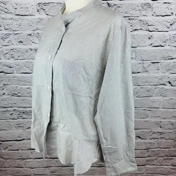 마가렛호웰 밴드 카라 셔츠 스트라이프 긴팔 그레이지 598