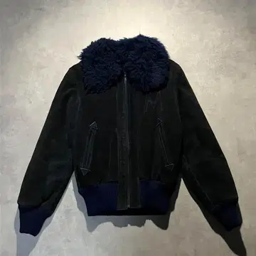 90s real mouton leather boa jacket y2k