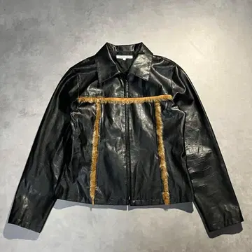 00s y2k archive fake leather fur jacket