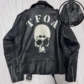 L 사이즈 크로우즈 무장전선 더블 라이더스 가죽 자켓 자수 해골 블랙