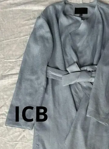 ICB 얇은 소재 롱 코트 벨트 포함 아이시비 9호 스카이블루