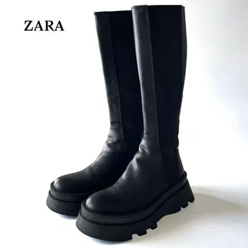 새상품급 ZARA 자라 블랙 사이드 고어 부츠 롱 부츠 통굽 단종