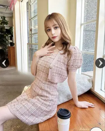 미셸 마카롱 트위드 셋업 핑크