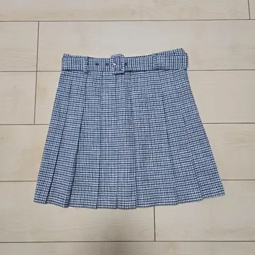 체크 무늬 플리츠 스커트 벨트 포함