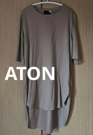 ATON 티셔츠 브라운 베이지 롱 기장 롱티