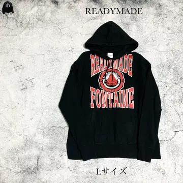 READYMADE 3단 프린트 풀오버 후드티 L 사이즈 블랙