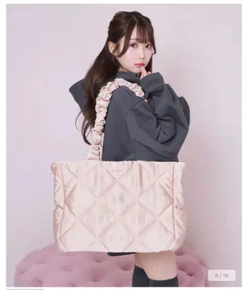 로제뮤즈 퀼팅 토트백 핑크