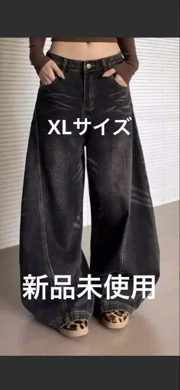 와이드 데님 팬츠 블랙 XL 택 포함 미사용 새상품 완판템