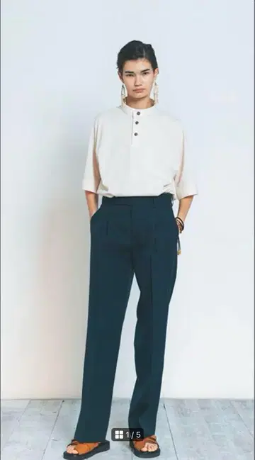 THE RERACS 스트레이트 슬랙스 36 네이비