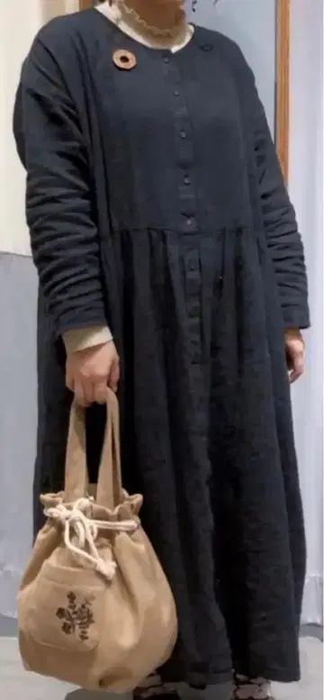 사만사 모스모스 린넨 혼방 전후 2way 원피스