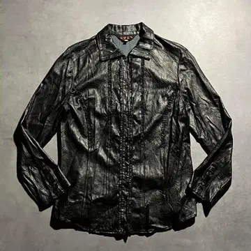 00s krizia coating fake lether shirt y2k
