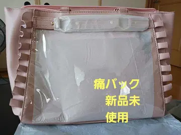 이타백 프릴 달린 투명 토트백 핑크
