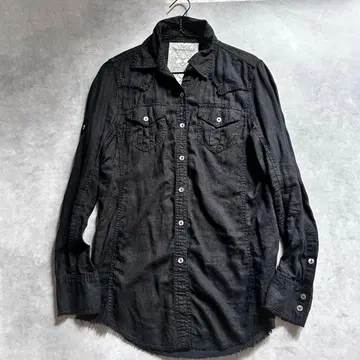 y2k goa 고아 린넨 브랜드의 긴팔 셔츠 블랙 컷팅