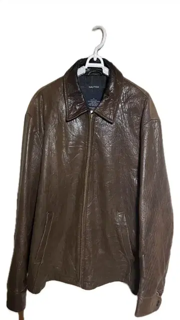트렌드! leather NAUTICA 천연 가죽 브라운 가죽 자켓 L