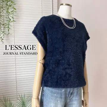 [ 2024AW ] L'ESSAGE 페더얀 베스트 퍼 니트 네이비