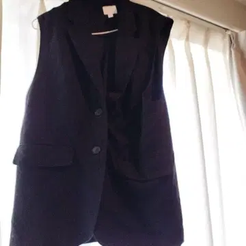 H&M 블랙 린넨 블렌드 베스트 M