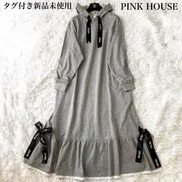 PINK HOUSE 티어드 맨투맨 원피스 리본 정가 3.5만