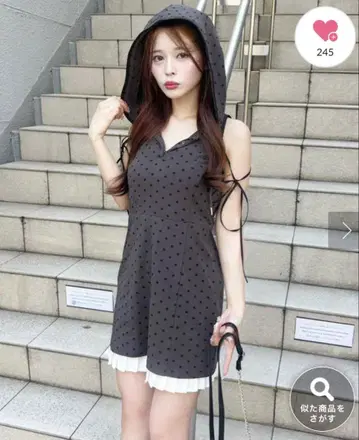 [ 새상품 미사용 ] 후드 부착 아메스리 미니 원피스 차콜 그레이