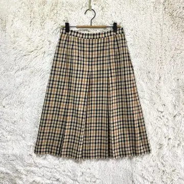 DAKS 닥스/박스 플리츠 스커트/w69/체크 브라운 계열