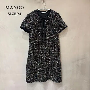 MANGO 망고 믹스 트위드 반팔 원피스 M