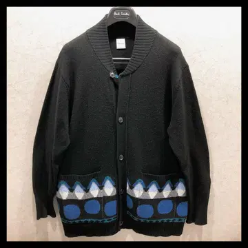 [ 정가 4.4만 엔 ] 폴스미스 가디건 올 패턴 블랙 계열 L 사이즈