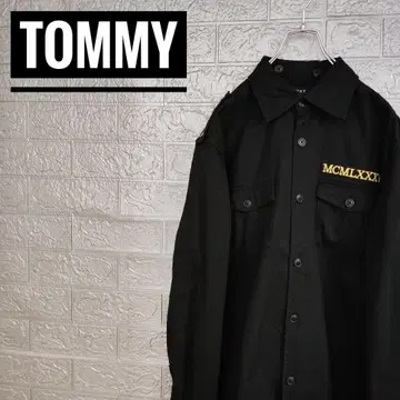 타미 TOMMY 구제 의류 셔츠 자켓 블랙 L 자수 로고