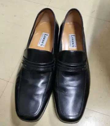 Loren's 블랙 로퍼 비즈니스 슈즈 천연 가죽