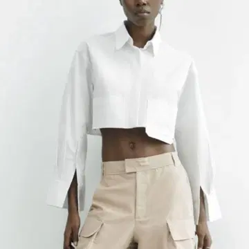 자라 ZARA 크롭 포플린 셔츠