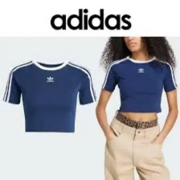 adidas 네이비 크롭 T셔츠
