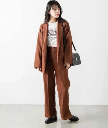 WEGO 셋업 스웨이드 라이크 자켓 센터 프레스 팬츠