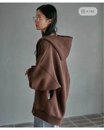 LEPSIM 퍼프 에어 ZIPBIG 후디 브라운