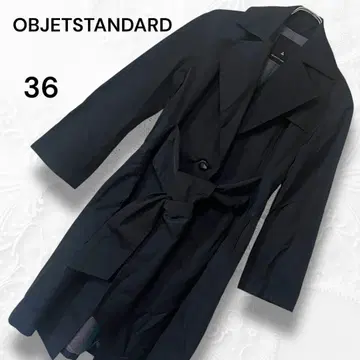 오브제 스탠다드 실크 혼방 트렌치코트 네이비 [ M ] 광택 있음