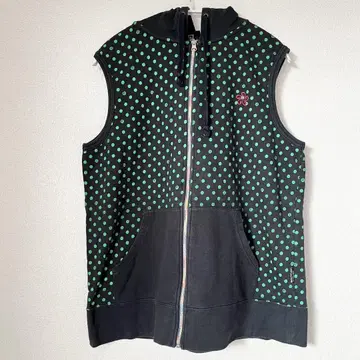 파도 만남 후드티 슬리브리스 후드티 도트 그린 LL 2L XL