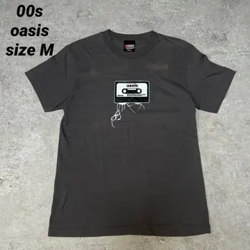 00s oasis 카세트 테이프 그래픽 T셔츠 차콜 그레이 M