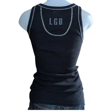 LGB 화이트 스티치 블랙 탱크
