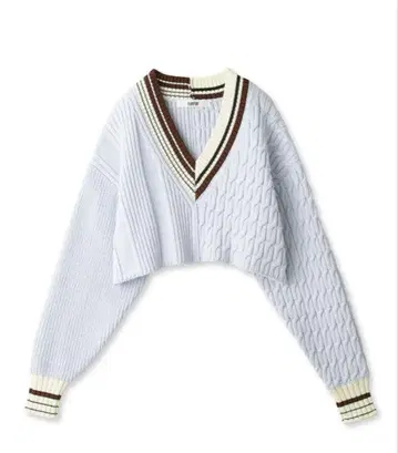 FURFUR 크롭 기장 라인 코튼 스웨터 블루