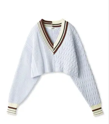 FURFUR 크롭 기장 라인 코튼 스웨터 블루