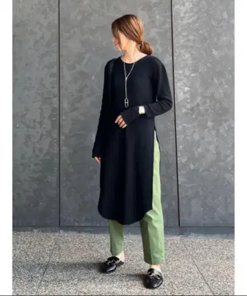 day and grade JAPANMADE 와플 슬릿 롱 티셔츠
