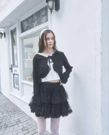 lovilyn 튤 미니 스커트 블랙