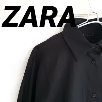 ZARA 자라 긴팔 셔츠 브로드 시어 디자인 셔츠 블랙 L 사이즈