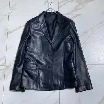 레어 빈티지 램스킨 이탈리아제 양가죽 테일러드 자켓 네이비