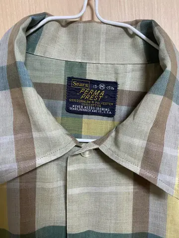sears 오픈 카라 체크 셔츠 M