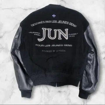 JUNMEN 준맨 바시티 자켓 백 로고 퀼팅 블랙 M 자수