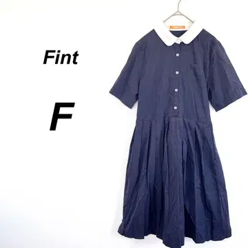 핀트 반팔 셔츠 원피스 F 페미닌 걸리시 고급 마린