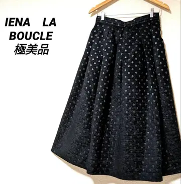 이에나 러브르클 도트 자카드 턱 플레어 스커트 롱