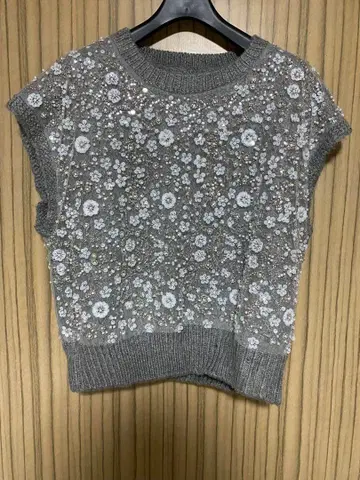 ZARA 비즈 니트 베스트 그레이