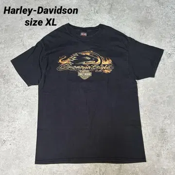 Harley-Davidson 파이어 패턴 프레임 블랙 T셔츠
