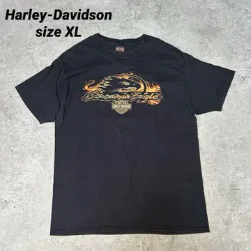 Harley-Davidson 파이어 패턴 프레임 블랙 T셔츠