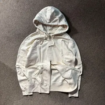 유니클로 더블 지퍼 후드티 크림 M