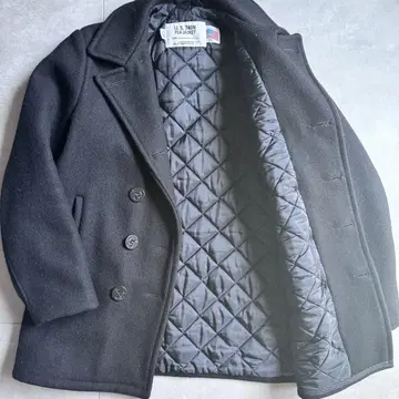 컨디션 최상 L Schott 740N 남성용 피코트 블랙 퀼팅